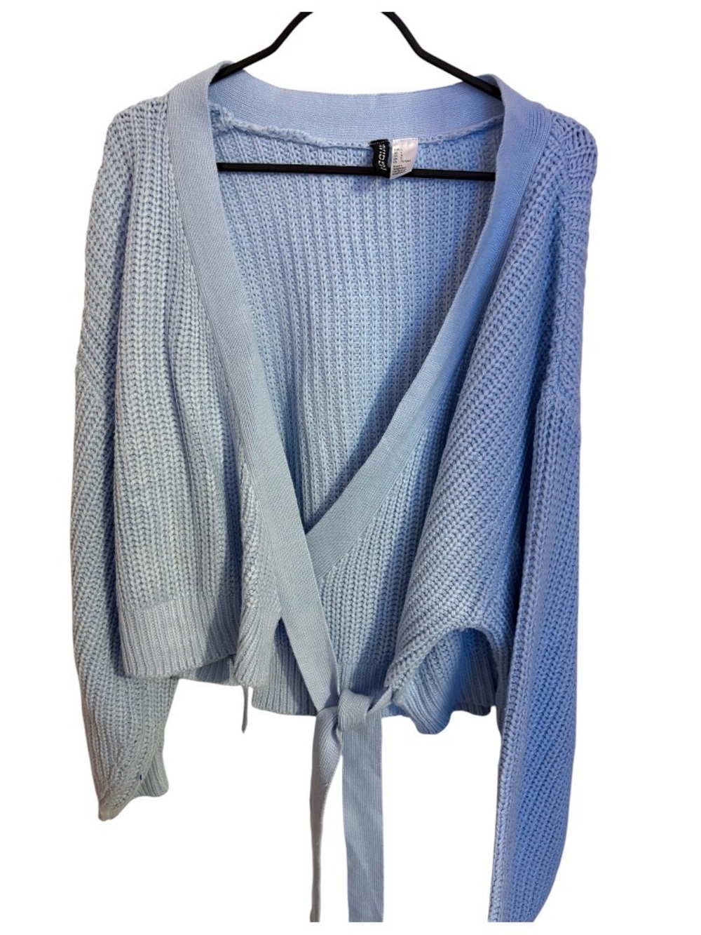 Light Blue Tie-Front Women’s Sweater Cardigan
